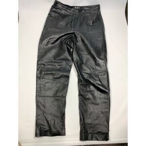 1990's MixIt 100% Black Leather Straight Leg High Rise Pant Size 12